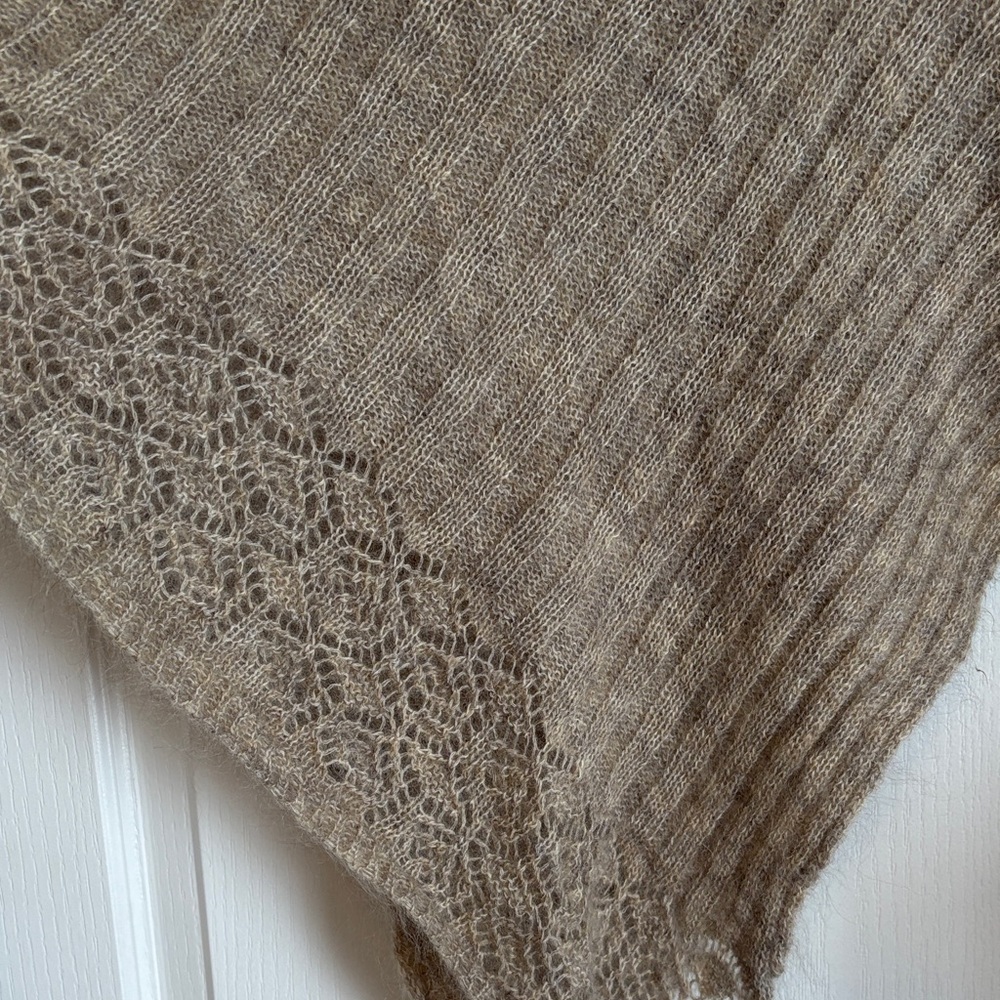 Elegant Brown Knit Poncho Sweater - Picture 2 of 4